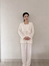 unisunny孕尚月子服春秋產(chǎn)后產(chǎn)婦懷孕期哺乳期兩用孕婦裝孕婦睡衣家居服套裝 白色【四季款】 L【建議100～130斤】 曬單實拍圖