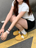 MIO米奧2025秋鸚鵡鞋芭蕾阿甘鞋德訓鞋女復古板鞋圓頭運動(dòng)休閑鞋 黃色 38 (240mm) 曬單實(shí)拍圖