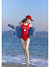 范德安（BALNEAIRE）【吉克雋逸同款】小紅心系列連體泳衣女顯瘦美背溫泉海邊 60551 紅色  M 曬單實(shí)拍圖