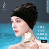 2025新款時(shí)尚高顏值百褶泳帽女成人布料大頭圍長(zhǎng)發(fā)護(hù)耳加大不勒頭 雅黑雙層 曬單實(shí)拍圖