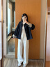 茵曼拼接條紋原色短牛仔外套2025秋女裝新款復(fù)古上衣 深牛仔藍(lán) S 曬單實(shí)拍圖