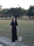 桂岐 黑色polo連衣裙女夏季新款抽繩設計感褶皺收腰開叉大碼長裙子 黑色 M 曬單實拍圖