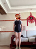 Keep游泳衣女分體保守微胖女孩顯瘦運(yùn)動(dòng)泡溫泉大碼泳裝 灰白黑 XL 曬單實(shí)拍圖