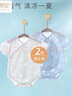 莫代爾嬰兒衣服新生兒包屁衣夏季薄款夏款連體寶寶睡衣三角哈衣透氣夏裝 藍色+白色(2件裝) 52cm 適合年齡0-1個月 曬單實拍圖