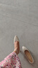 意爾康女鞋粗跟時裝鞋淺口高跟鞋通勤工作鞋氣質(zhì)女單鞋 04704W 米白 36  曬單實拍圖