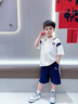 小豬班納男童套裝2025夏季新款polo衫撞色翻領短袖短褲親膚透氣時髦童裝 【清涼透氣運動系套裝】01 160 曬單實拍圖