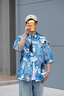 啄木鳥冰絲短袖襯衫男夏季潮流寬松涼感花襯衫男士薄款外套襯衣服男裝 8808灰色上衣 2XL 曬單實(shí)拍圖