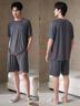 軒靚睡衣男夏季薄莫代爾短袖短褲家居服套裝 73532夜空灰  3XL (185)  曬單實(shí)拍圖