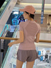百思絨瑜伽服短袖套裝女專業(yè)速干衣網(wǎng)紗運(yùn)動(dòng)套裝夏季新款透氣跳繩健身服 紫色兩件套（灰咖紫褲） L 曬單實(shí)拍圖