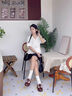 薩拉維夫 SLLAVIF品牌條紋襯衫2025夏季新款女裝斜門襟系帶收腰翻領(lǐng)設(shè)計感短上衣 本白 S 曬單實拍圖