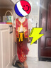 路讓宋 兒童漢服 中國(guó)風(fēng)短袖漢服國(guó)潮男女童哪吒cos服演出漢服古裝 哪咤cos服130（男女同款） 曬單實(shí)拍圖