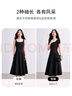 尚都比拉優(yōu)雅氣質(zhì)兩袖長A字連衣裙女夏季收腰顯瘦短袖裙吊帶裙白色中長裙 曬單實拍圖
