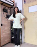 魯雅爾黑色微喇休閑褲女夏季新款高腰顯瘦馬蹄褲彈力修身鯊魚闊腿褲子潮 黑色 L 建議100斤到120斤 曬單實拍圖