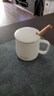CLITON陶瓷馬克杯大容量帶勺蓋咖啡杯牛奶杯早餐杯辦公杯茶杯白色350ml 曬單實(shí)拍圖