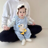 班喜迪嬰兒衣服套裝秋裝洋氣嬰幼兒連體衣超萌寶寶外出服春秋背帶褲爬服 藍(lán)色 80cm 曬單實(shí)拍圖