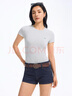 ABERCROMBIE & FITCH女裝25夏季新款美式百搭圓領(lǐng)短袖T恤KI139-5273 淺灰色 S (165/92A) 曬單實拍圖