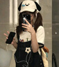 舒惠蔓立體鼻涕小狗帽可愛學(xué)生防曬遮陽棒球帽女刺繡鴨舌顯臉小帽子女 白色 均碼 曬單實拍圖