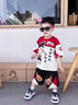 G.DUCKKIDS哪吒衣服男童夏裝短袖套裝2025年新款洋氣男寶寶夏季痞帥兒童薄款 紅色 120 cm 曬單實拍圖