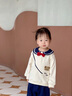 幼歌（YOUGE）寶寶秋季新款長(cháng)袖撞色小熊衛衣寬松百搭短裙學(xué)院風(fēng)套裝 米白色上衣 90 cm 曬單實(shí)拍圖
