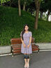 三彩大碼女裝2025夏季新款圓領(lǐng)針織連衣裙油畫裙波浪邊短袖胖MM 紫紅 L 165/92B 曬單實(shí)拍圖