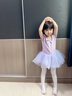 舞東方舞蹈服兒童女春夏短袖芭蕾舞裙女孩幼兒中國(guó)舞跳舞衣服女童練功服 淺紫色（短袖） 130 (身高120-130厘米) 曬單實(shí)拍圖