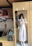 微光里法式V領(lǐng)碎花連衣裙女夏新款氣質(zhì)甜美高級(jí)感度假風(fēng)收腰顯瘦a字長(zhǎng)裙 白色 S 曬單實(shí)拍圖