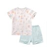 拉比嬰兒衣服兒童內(nèi)衣套裝夏季薄款男女寶寶短袖內(nèi)衣褲 藍綠66 曬單實拍圖