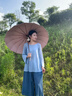 愛上雨折疊雨傘晴雨兩用女結(jié)實抗風輕便易攜防曬防紫外線遮陽太陽傘大號 8骨彩膠防曬-茉莉蜜桃-仿木柄 曬單實拍圖