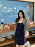JIOESC韓系碎花連衣裙女夏秋吊帶針織女裝兩件套2025新款甜美小個子長裙 藏藍(lán)碎花吊帶裙+開衫 S （85斤—100斤） 曬單實拍圖