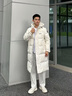 波司登（BOSIDENG）2025新款羽絨服男女同款過膝長款連帽90絨面包服外套 沙石米|8F06 XL 175/96A 體重約140-155斤 曬單實(shí)拍圖