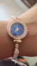 輕奢新款高顏值手鏈女士手表優(yōu)雅閃鉆風(fēng)格學(xué)生小巧迷你表盤(pán)石英表 玫瑰金藍面【自由調節手鏈款】 曬單實(shí)拍圖