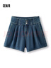 森馬（Semir）牛仔褲女寬松短褲chic百搭2025夏季高腰A字褲甜酷風(fēng)109325122001 曬單實(shí)拍圖