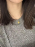 興穎新款金包銀項鏈女高級爆閃細款鏤空方糖套鏈鎖骨鏈輕奢情人節(jié)送禮 金1克-總重約3克-鏤空方糖套鏈 曬單實拍圖