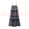 無印良品（MUJI）女式馬德拉斯格紋吊帶連衣裙女裝裙子格子裙純棉全棉長裙BC2IIA4S 深藏青色格紋 L 165/88A 曬單實拍圖