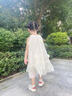 拉夏貝爾女童連衣裙夏季2025新款兒童夏裝無(wú)袖裙子寶寶花朵公主裙 米色 110 建議身高101-110cm 曬單實(shí)拍圖