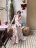 茯見水彩吊帶連衣裙女2025夏季小個(gè)子長(zhǎng)款夏日度假不規(guī)則裙擺魚尾裙子 白色 M （建議95-110斤） 曬單實(shí)拍圖