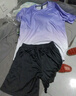 紐凱森 NEWKKASEN運動(dòng)冰絲T恤男女速干短袖跑步套裝夏季球衣健身衣服籃球羽毛球服 紫羅蘭套裝 4XL（推薦180-185cm，80-90kg) 曬單實(shí)拍圖