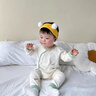 迪士尼（Disney）寶寶高腰套裝春秋純棉男睡衣女a(chǎn)類打底秋衣秋褲嬰兒內衣套裝保暖 2144【100棉春秋款】藍 100cm 100 曬單實拍圖