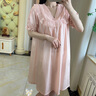 莫代爾天絲麻睡裙夏季女款2025新款冰絲涼感睡衣帶胸墊家居服 25074竹桃粉【帶胸墊】 M (160) 曬單實(shí)拍圖