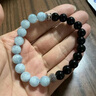 普陀山黑曜石海藍寶手串水晶手鏈轉(zhuǎn)運珠送朋友情侶生日禮物 8mm 曬單實拍圖