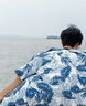 LZJV短袖花襯衫海南島服沙灘服三亞夏威風泰國旅游情侶夏季薄款套裝 冰絲套裝一套（125-140） 曬單實拍圖