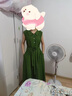 微光里法式連衣裙女夏季2025新款大碼桔梗綠色翻領(lǐng)收腰顯瘦無袖氣質(zhì)長裙 綠色+送腰帶 M 曬單實拍圖