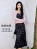 伊芙麗（eifini）伊芙麗U領(lǐng)設(shè)計(jì)感顯瘦長(zhǎng)款魚尾針織碎花背心連衣裙女2025春季新款 黑色 L 110-125斤 曬單實(shí)拍圖