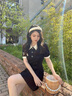 JIOESC2025新款茶歇法式氣質(zhì)小個子黑色polo領(lǐng)連衣裙子女裝夏季a字短裙 45/55kg/M 曬單實拍圖