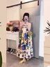 槿城復(fù)古民族風(fēng)油畫涂鴉印花吊帶連衣裙女2025夏季新款高級(jí)感小眾長(zhǎng)裙 花色 QK002 S 曬單實(shí)拍圖