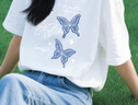 真維斯（JEANSWEST）藏青色純棉短袖t恤女2025新款寬松透氣夏季chic韓系休閑上衣 曬單實(shí)拍圖