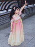 貝優(yōu)可漢服女童夏季2025新款兒童古風高端超仙國風連衣裙女孩飄逸表演服 粉色 120 曬單實拍圖