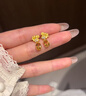 瑞諾黃金螢火橙花黃水晶耳釘足金999小眾設(shè)計耳飾生日禮物送女友 勿拍/精美包裝定金 曬單實拍圖
