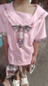金布?。↗INBUDING）夏季女童套裝適合3-12歲洋氣小女孩穿jk學(xué)院風(fēng)兩件套裙夏裝新款兒 粉紅色【短袖上衣+裙子】 120 建議110-120cm 曬單實(shí)拍圖