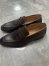 SATON DANIEL【高端手工內(nèi)縫線】樂福鞋男商務(wù)休閑皮鞋真皮英倫方頭套腳一腳蹬 棕色 45 曬單實拍圖